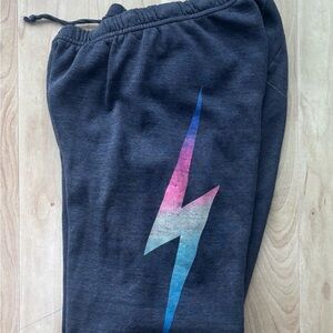 AVIATOR NATION Gray Sweatpants with Rainbow Logo
